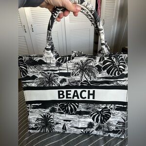 Black and White Beach Tote Bag